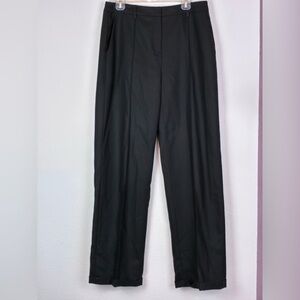 Boden Black Cuffed Wool Lined trousers high fitted waist straight legs NWOT 10 L